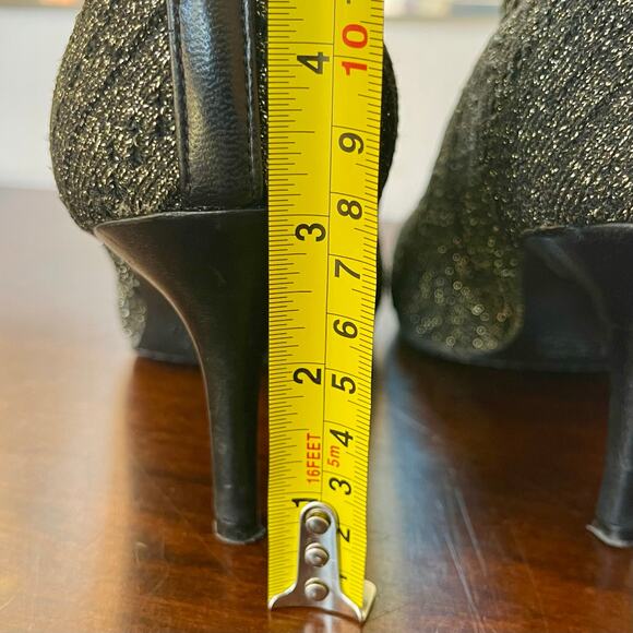 Stuart Weitzman Sock Bootie Black Gold Metallic Knit 6.5 - Picture 10 of 13